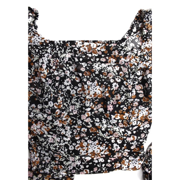 Lulus Puff Sleeve Cropped Semi Sheer Long Sleeve Floral Top XS - Picture 3 of 7
